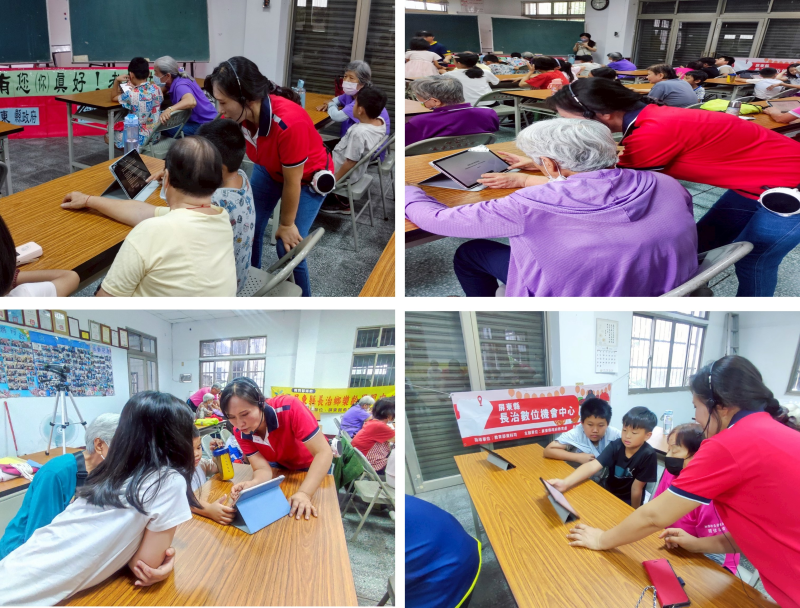 課堂氣氛熱絡，長治DOC團隊分組指導，長者與孩童積極體驗AI應用，學習能量滿滿。