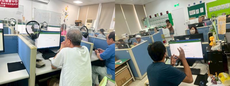 師生於燕巢數位機會中心進行剪輯與後製。