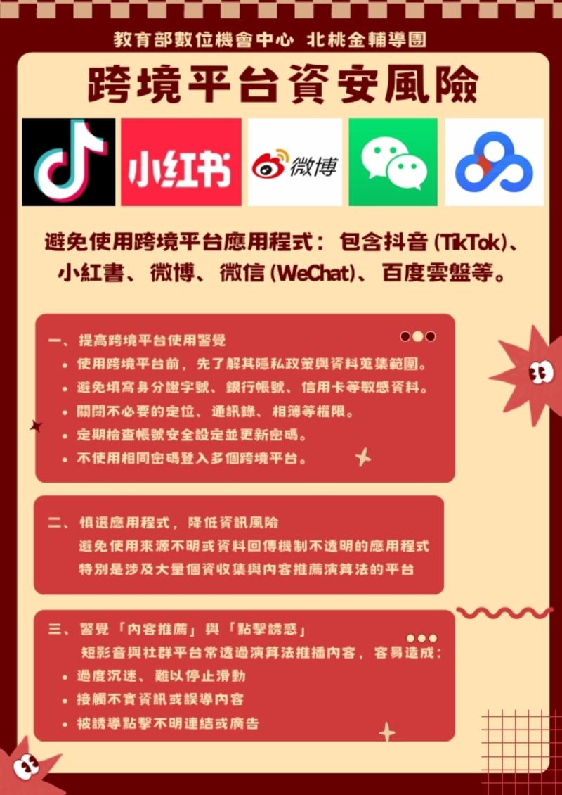 輔導團提供新文宣宣導跨境平台資安風險
