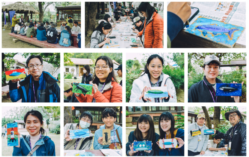 志工專注地創作，傳遞永續環保精神