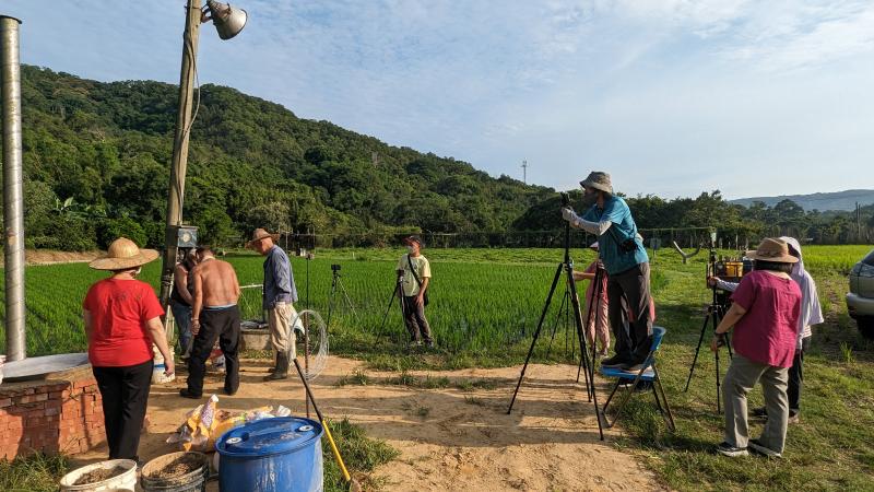 縮時攝影捕捉仙草大灶搭建的景色