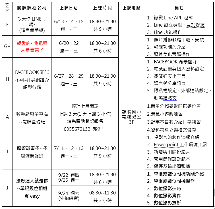 龍崎數位機會中心105年電腦課程(開課中) 尚有數種課程歡迎來電報名!!-封面照