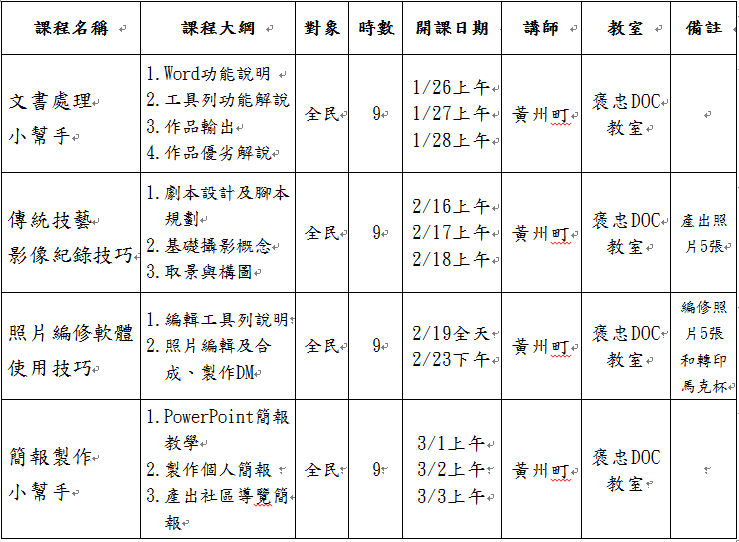 105年1-3月份課程表-封面照