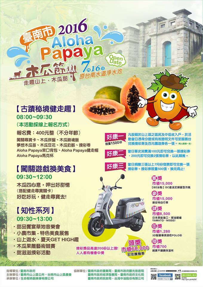 臺南市Aloha~papaya木瓜節～走趣山上．木瓜甜-封面照