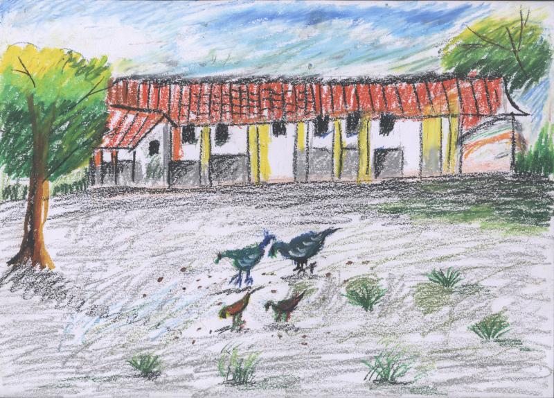 海埔長者繪製的舊時農舍