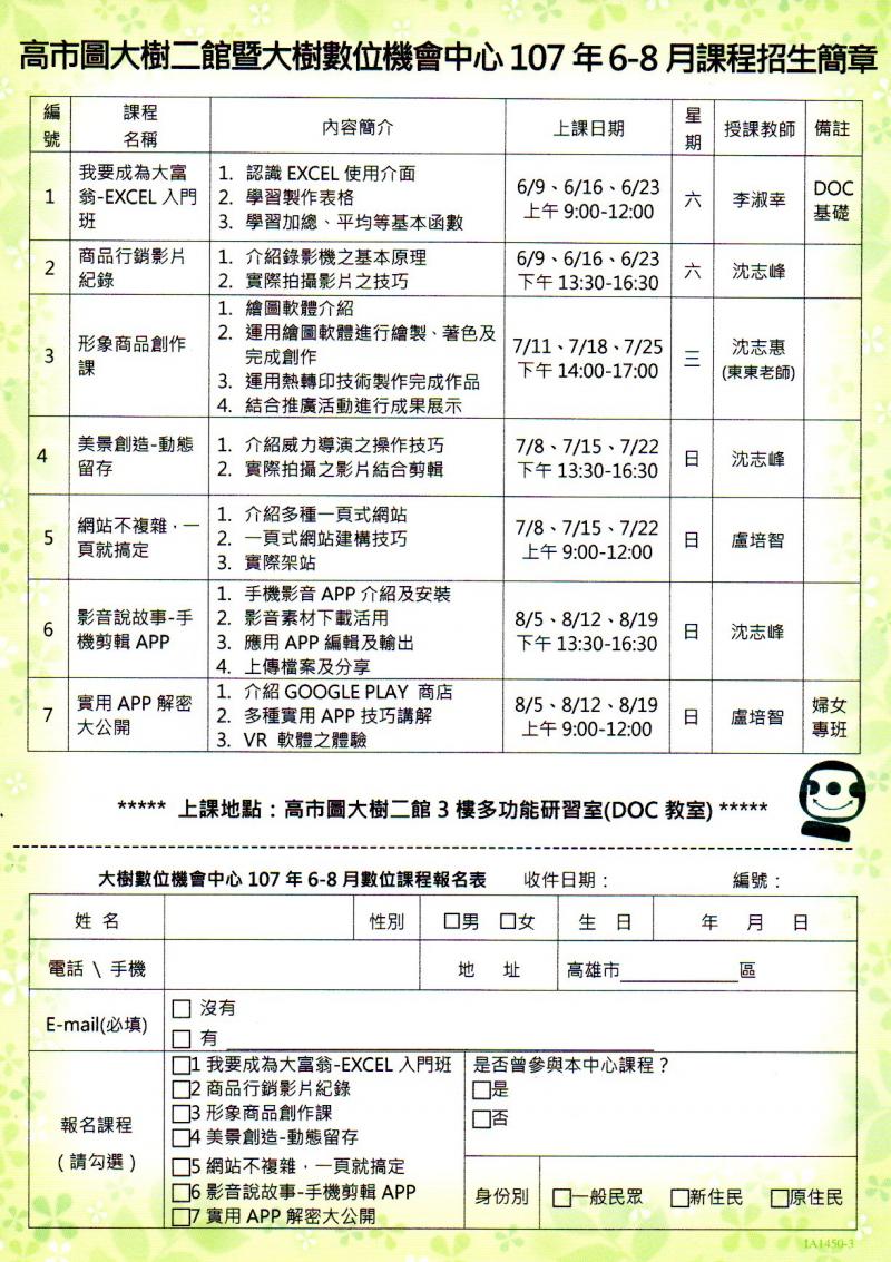 大樹DOC 6-8月課程招生-封面照