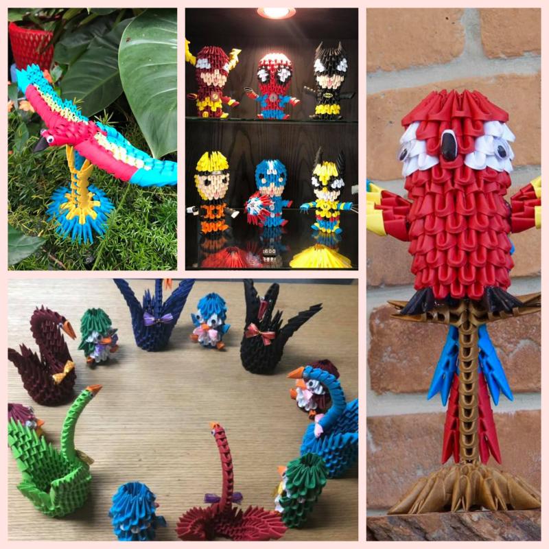 以紙牙根積木創作的紙藝館。館內有精美作品展示。