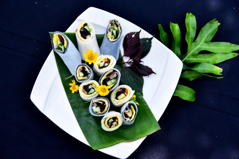在家鄉慢食的課程中,學會了新埔粄條壽司的創意擺飾