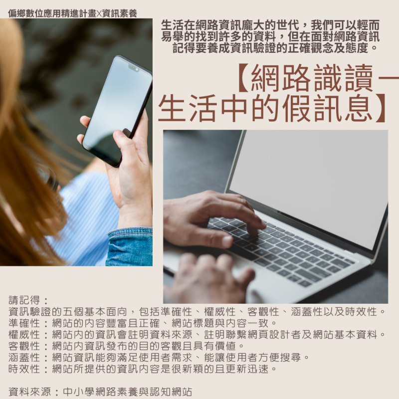 【網路識讀－生活中的假訊息】-封面照