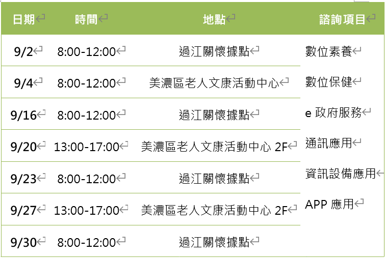 9月行動諮詢服務表~里港DOC-封面照