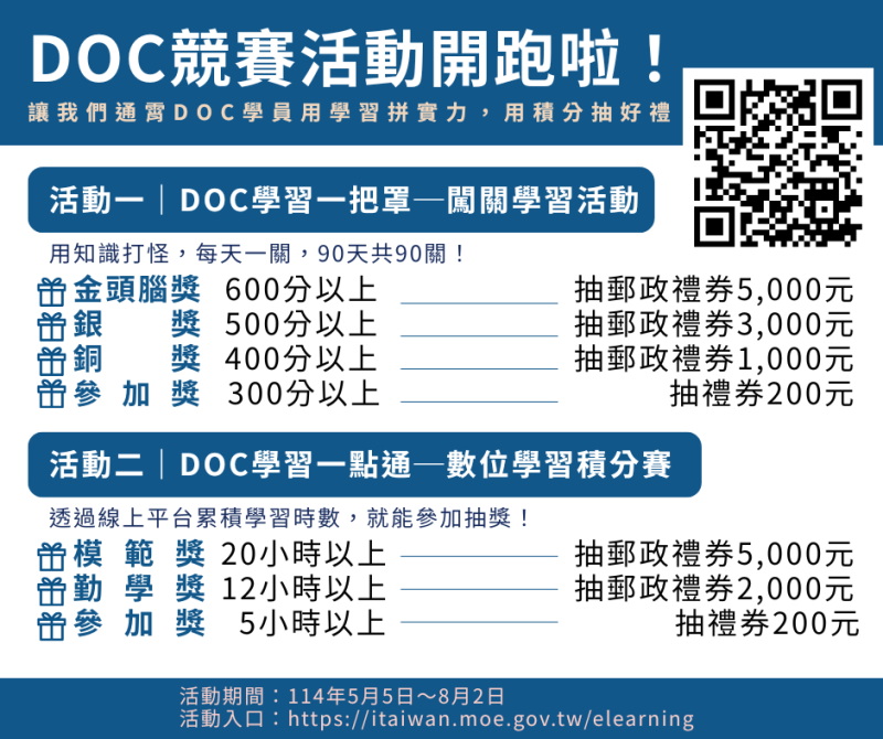 114年度【學習中心競賽活動】將於5/5(一)開跑嘍！-封面照