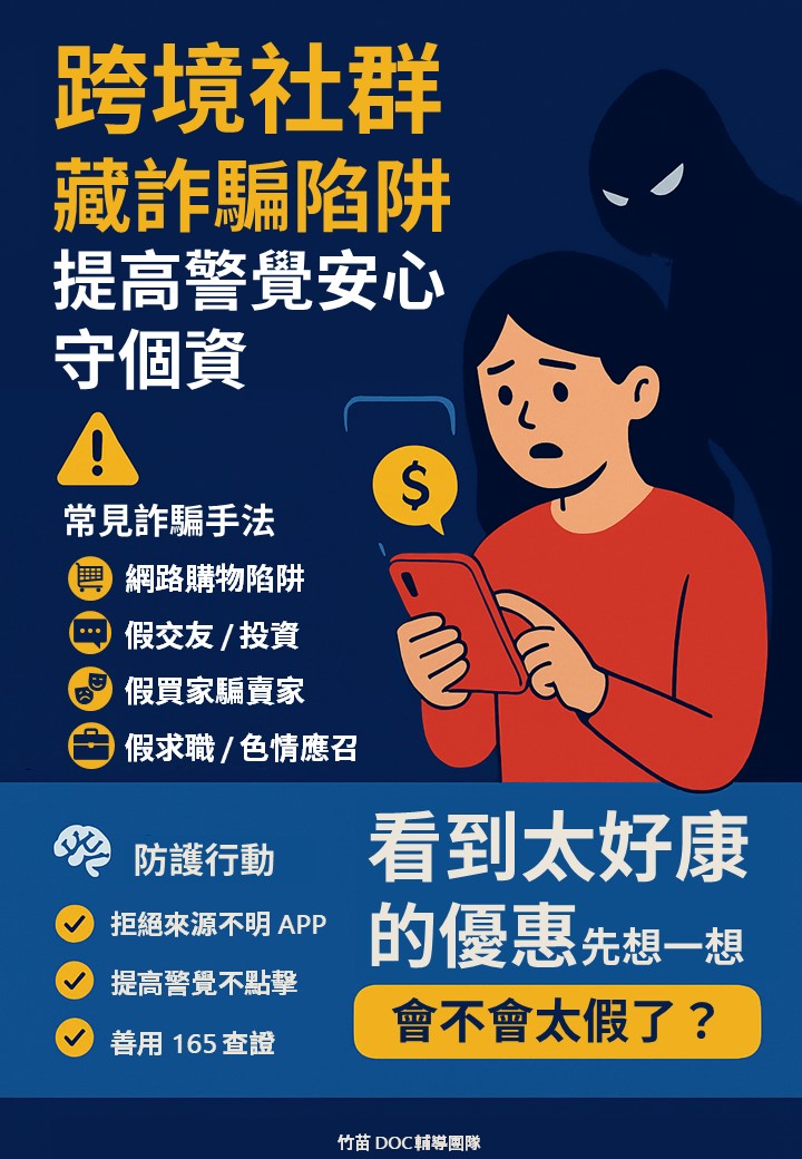 【 DOC 小知識】跨境社群藏詐騙陷阱　提高警覺安心守個資-封面照
