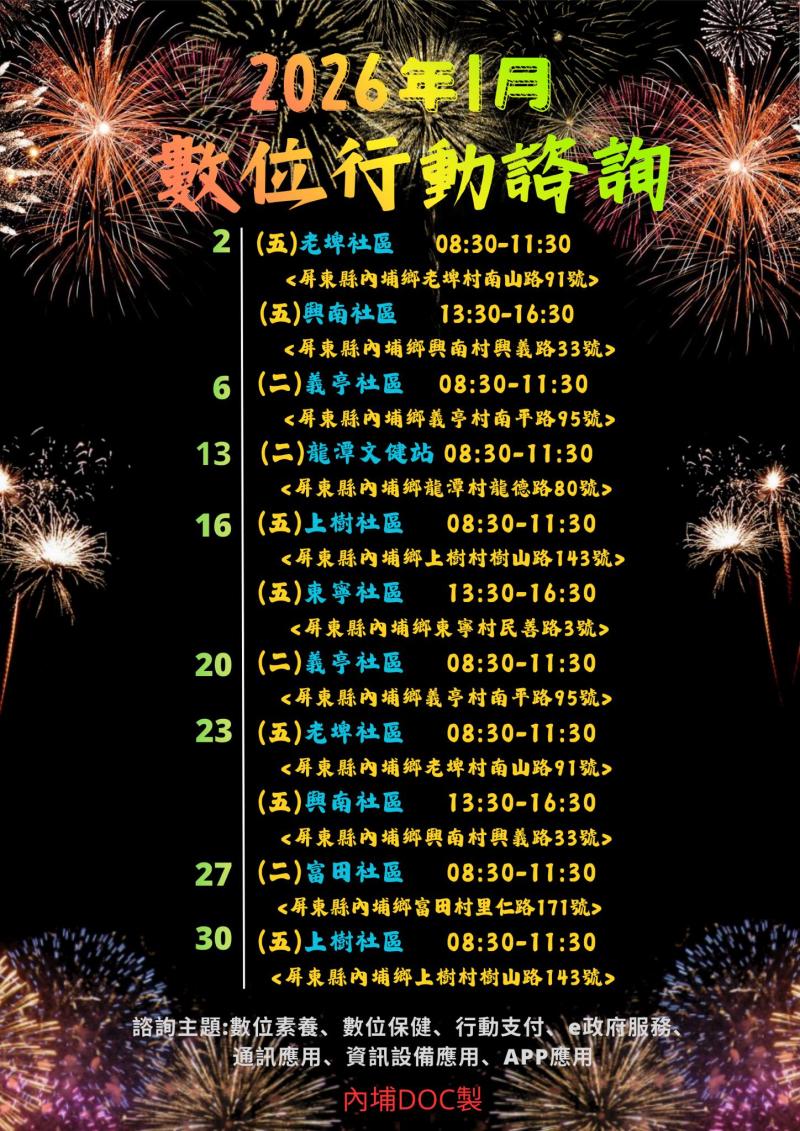 【115年01月行動諮詢服務公告】-封面照