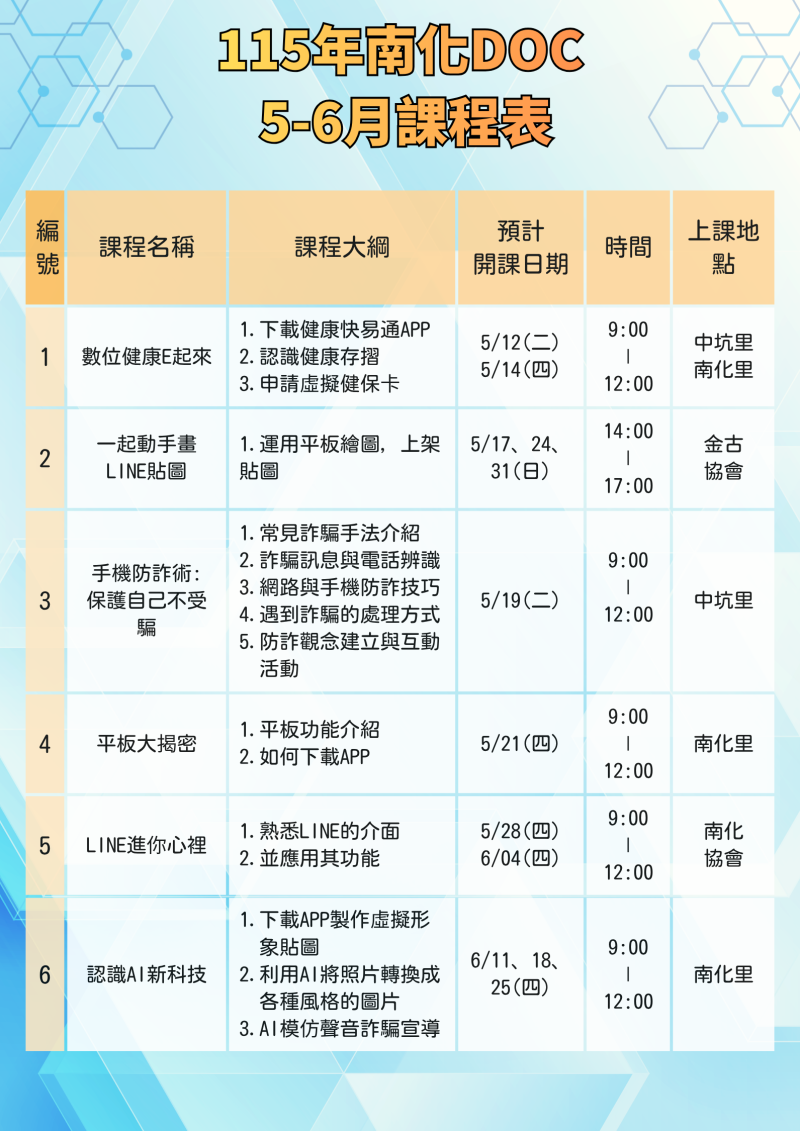 115年南化DOC課程表-封面照