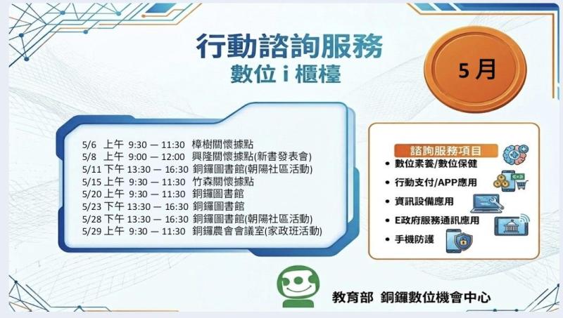 行動i櫃檯5月行程表