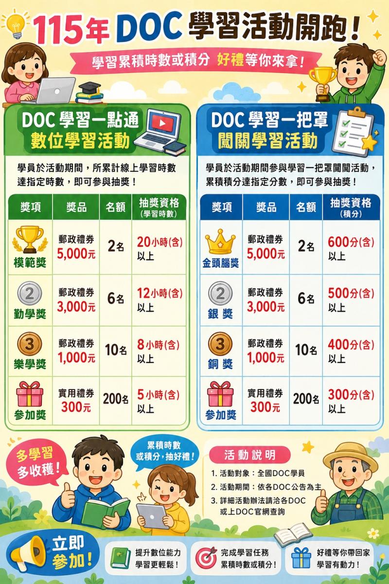 115年度【學習中心競賽活動】於6/3(三)開跑嘍！-封面照