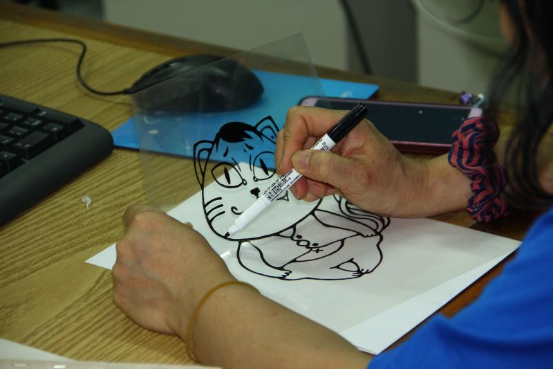 學員繪製的貓咪圖案的圖稿