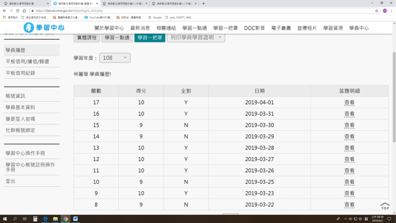 學習中心註冊情況
