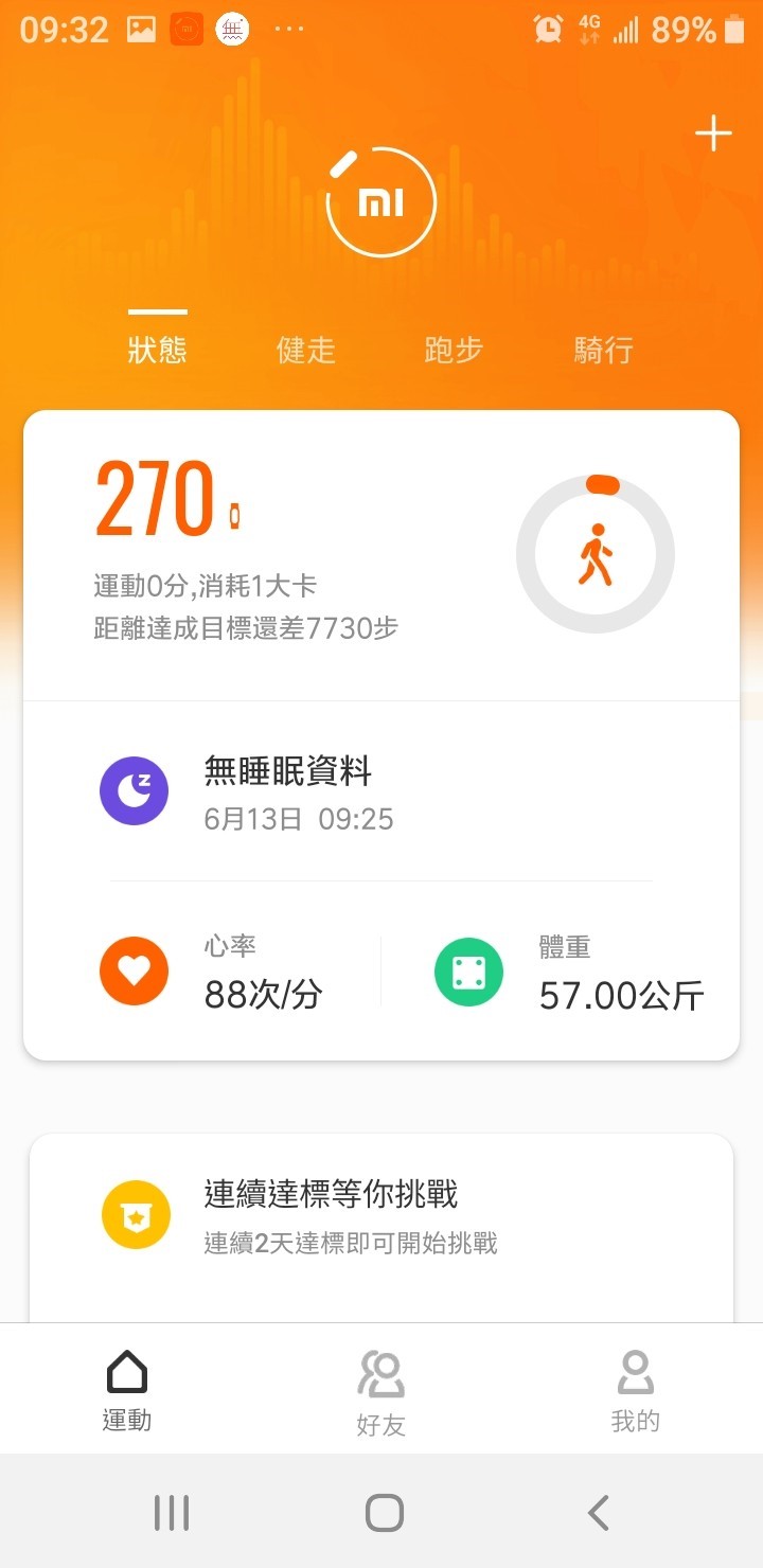 學員利用小米手環測試的指數1