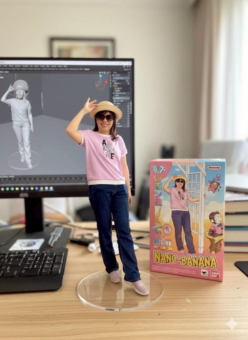 學員雅玲學習心得:這次課程讓我體驗到AI的多功能！用AI Gemini生成專屬個人照再變成手辦公仔，整體過程既有趣又實用。AI不僅能幫忙創作，也能表現自我風格，覺得收穫滿滿！