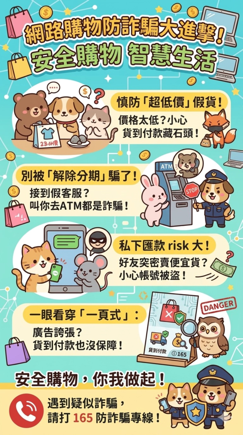 這系列海報展現了學員們優異的數位共學成果。透過 AI 生成技術，學員將艱澀的防詐知識轉化為視覺化的生動語彙。