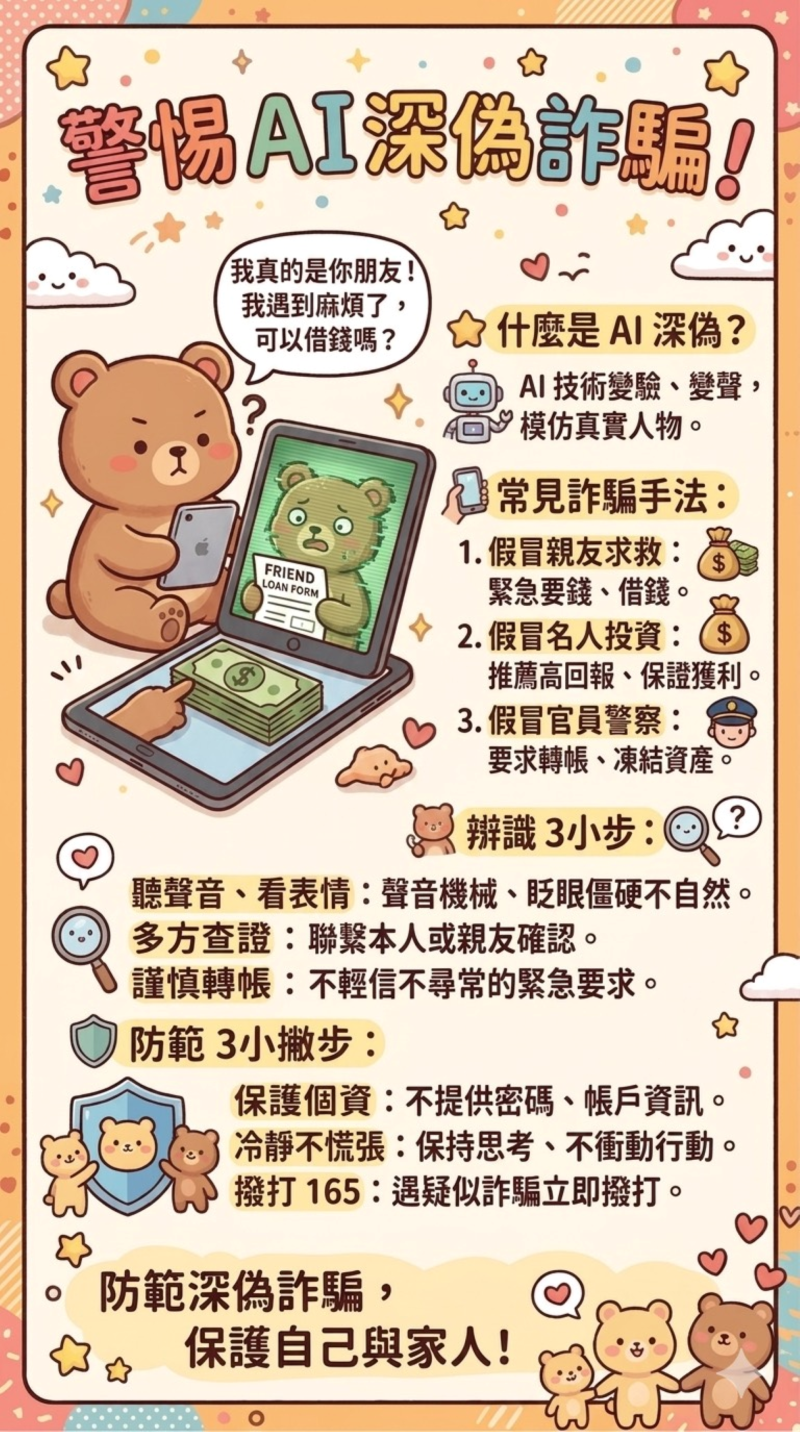 作品內容緊扣時事，精準切中了「AI 深偽技術（Deepfake）」與「網路購物」兩大詐騙熱點。