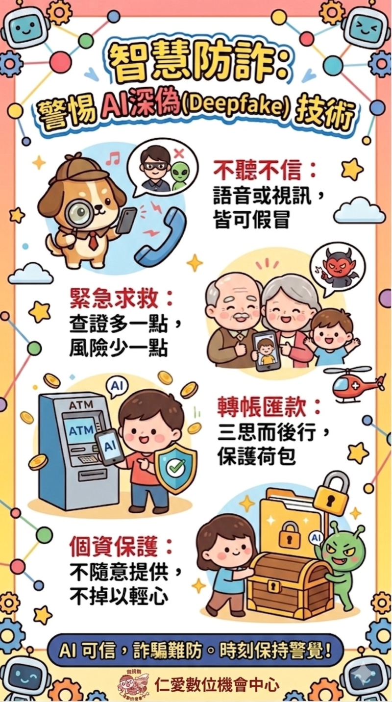 「智慧生活，安全第一。」這系列作品最後都不約而同地強調了 165 防詐騙專線的重要性，體現了學員們對社區責任的使命感。