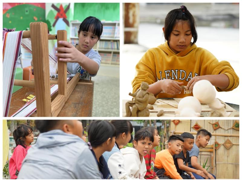 部落的孩子參與了錄音、捏偶到小偶服飾編織的製作過程