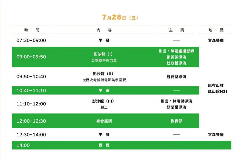 《DOC 經典影展》X 影沙龍活動行程表。