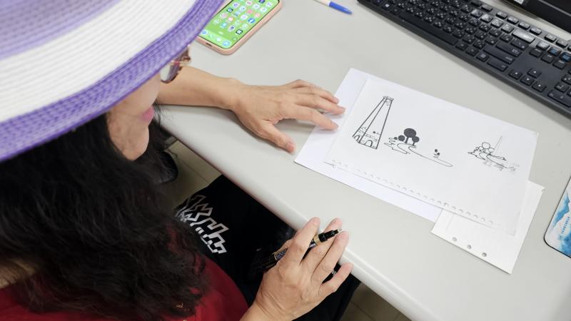 學員徐素媖為打磚窩繪製的 LOGO 手稿。