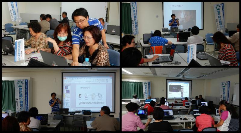 老師熱輕又親切的指導學員練習電腦的基礎應用