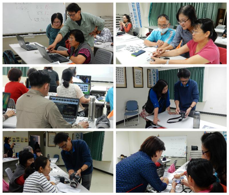 老師親切的一一指導學員練習攝影技巧