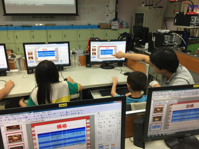 學員建立每道菜的價格表格，每道菜的原物料將投影片設定自動播放 儲存。