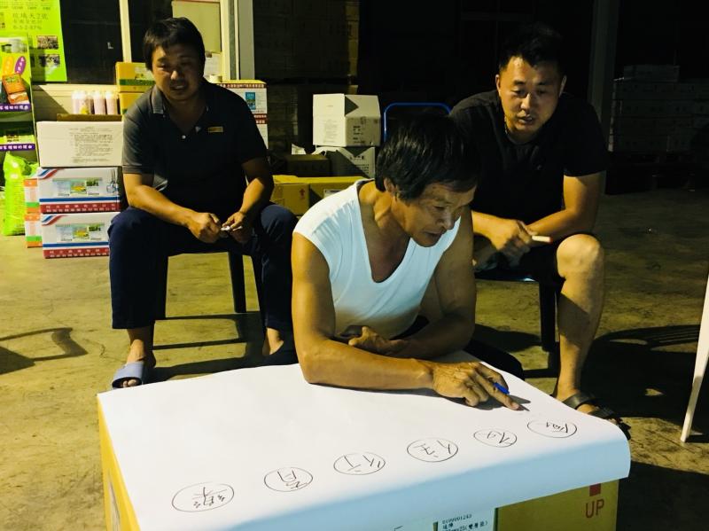 在講師的引導下，農民們由食衣住行育樂等部分發揮創意，大家都很踴躍！