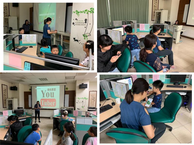 媽媽與小孩一同學習上課