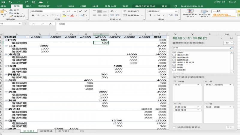 EXCEL設計樞紐分析表完成成果作品檔案圖片