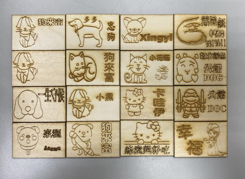 學員自畫圖雷雕作品。