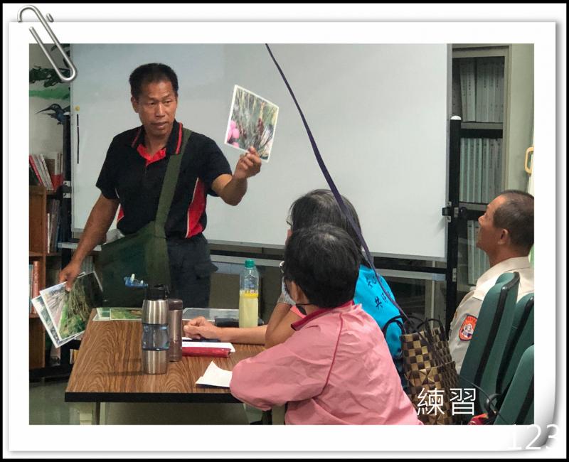 講師解說濱海防砂植物木麻黃公.母花如何辨識