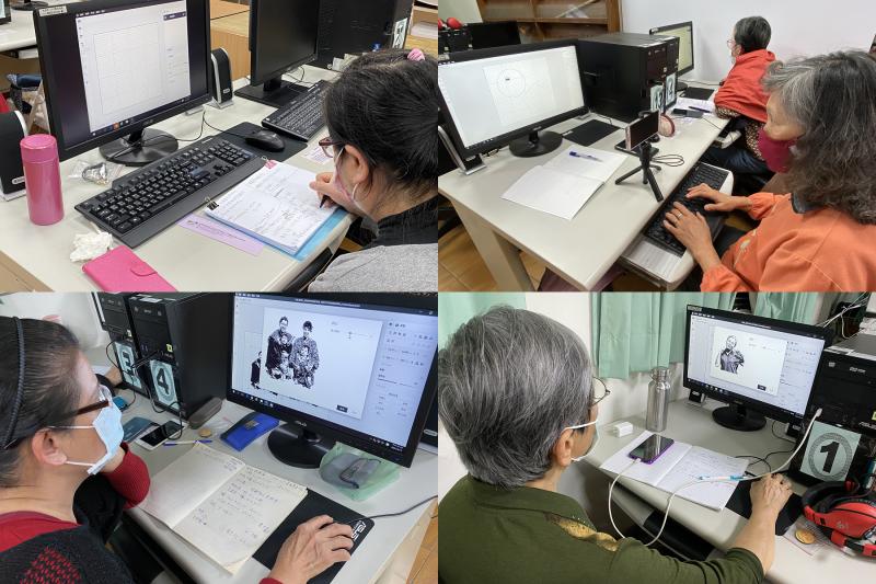 學員認真聽著老師指導一步一步操作設計雷雕作品。