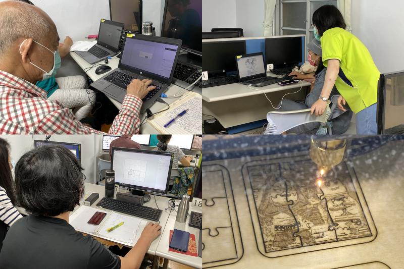 學員設計雷雕作品並輸出。