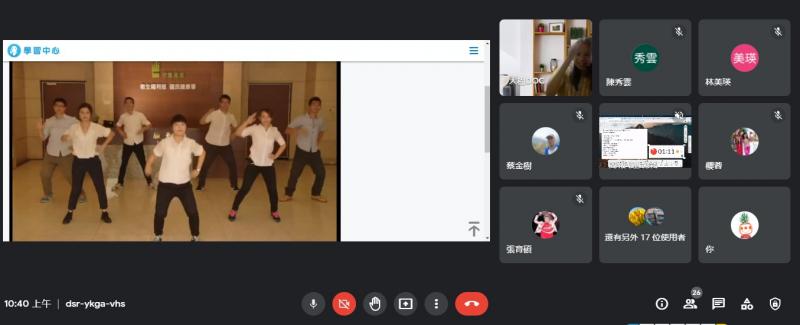 課程休息10分鐘, 透過學習中心內的宣導短片, 大家一起在線上動一動