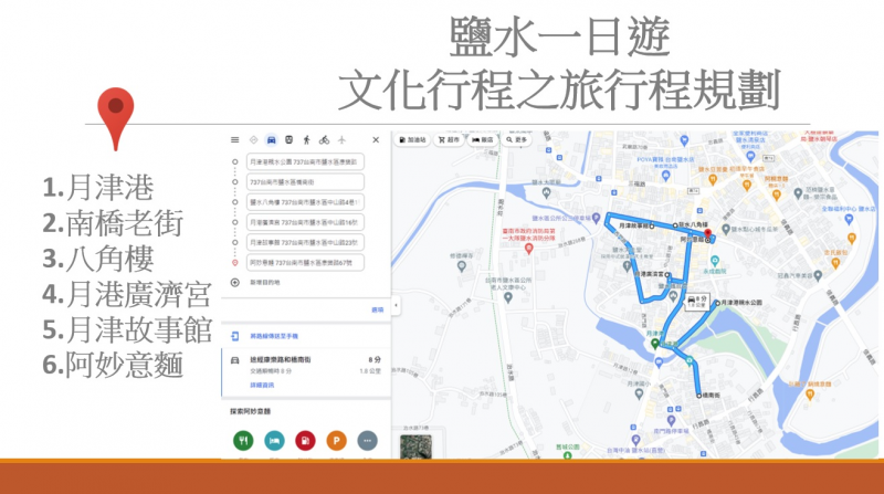 「文化地圖鹽水就是我的家」課程成果，遊程規劃大綱