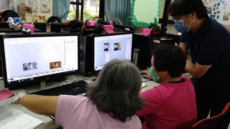 老師指導學員如何將相片轉成雷雕圖檔