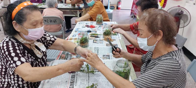 學員認真製作生態瓶