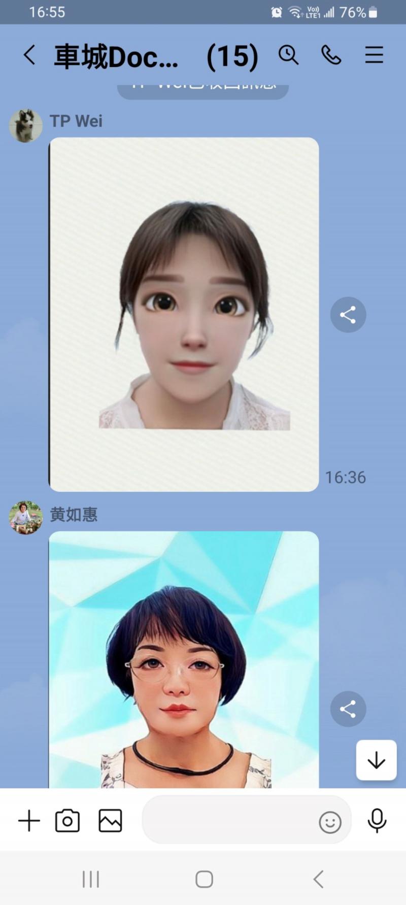 學員們互相拍照，接著依照老師教導的步驟把照片裁切至合適大小、去背、合成，接著微調後就是一張可愛的大頭照啦！