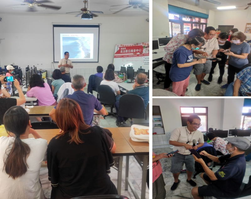 老師使用講義來教導學員如何後製與架構拍照等問題，讓學員有個概念在