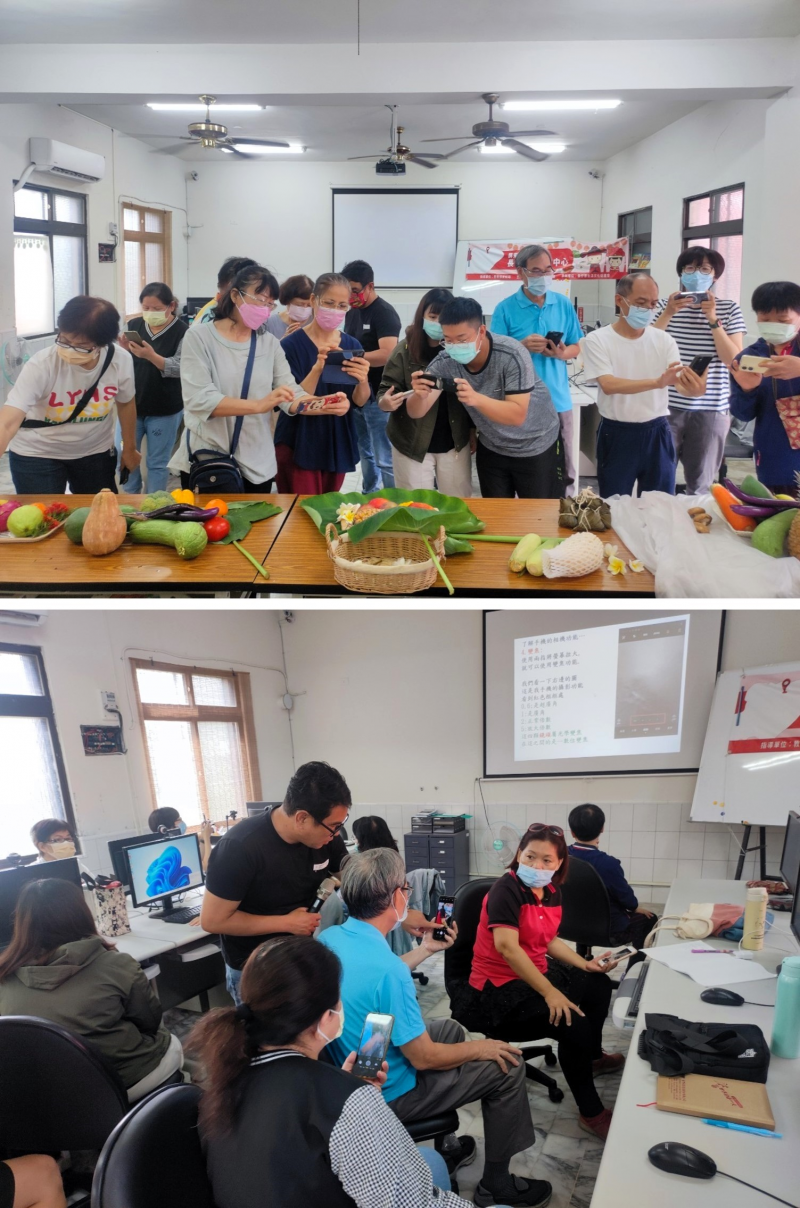 利用一些布景道具進行簡單布景並排盤 讓學員可以現場進行實際操作拍攝來增加技巧熟練度