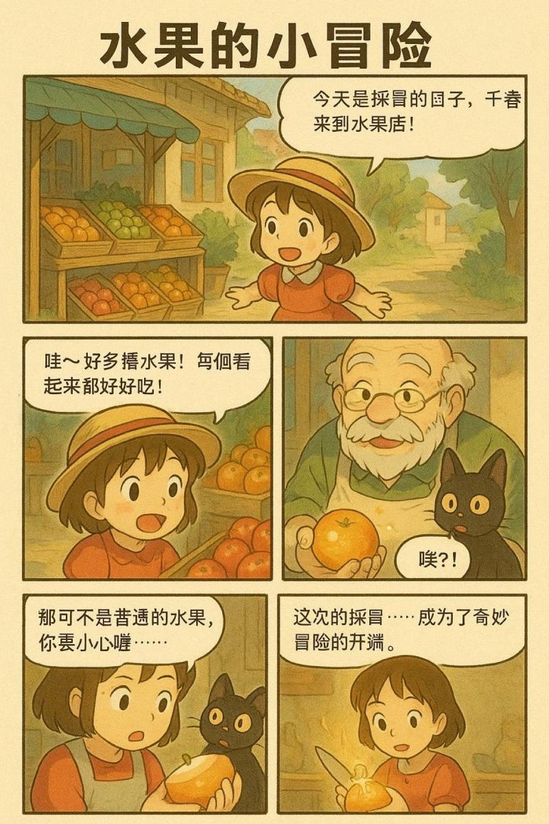 有加上文字的四格吉卜力生成圖就是不一樣,感覺自己會畫漫畫了。