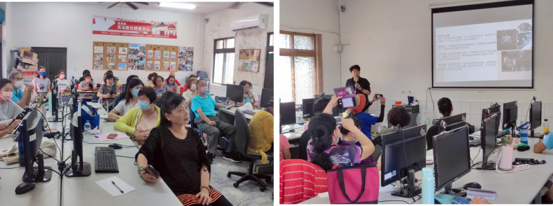 講師講解攝影構圖、光線與角度等基礎攝影原則。