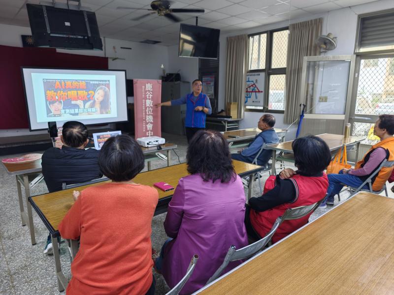 講師也展示並示範了幾種透過AI工具，來進行自學的方式，例如使用AI工具來練習唱歌，使用AI工具來學習外語